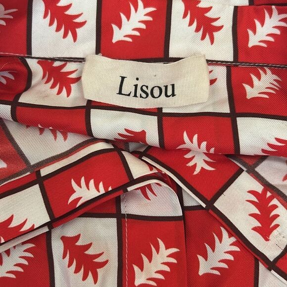 NWOT Lisou Bailey Long Sleeve Fern Print Silk Blouse in Red Multi $355 RARE Sz 4 - Picture 14 of 16